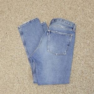 Haikure destructed Classic Blue Denim Jeans men's sz 28 x 28 button fly school